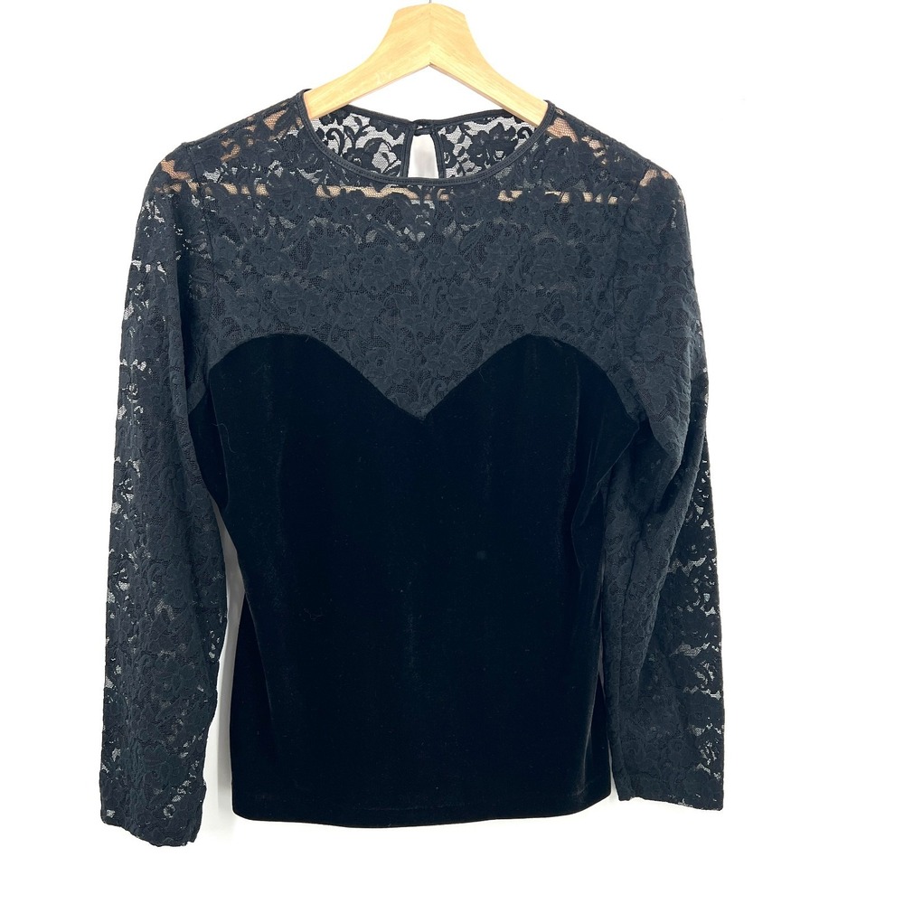 high neck lace sweetheart neck velvet whimsigoth grunge top stretch goth XS S